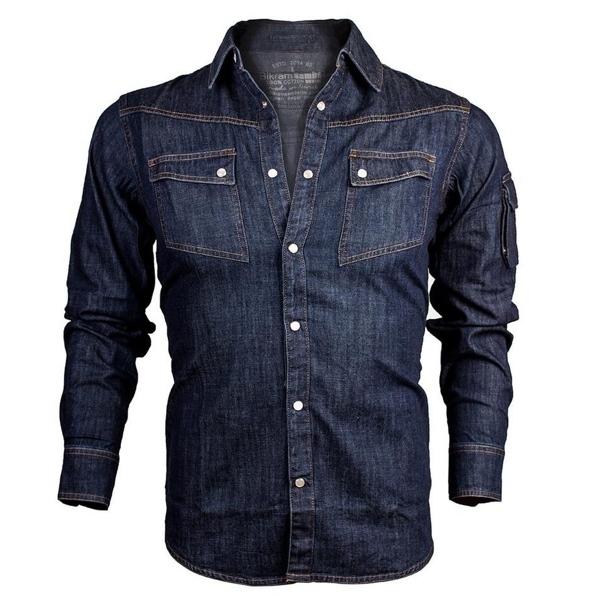 Tunic Denim Double Pocket Shirt For Men - Image 6