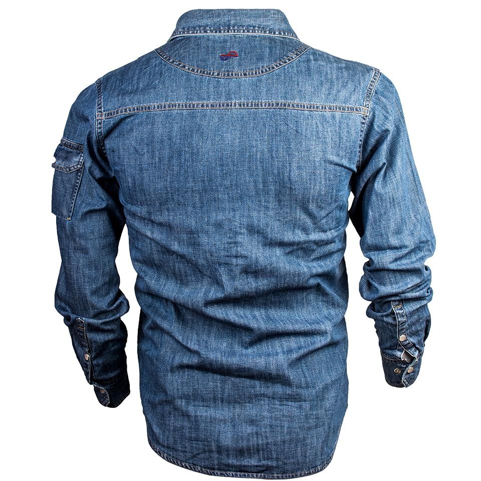 Tunic Denim Double Pocket Shirt For Men - Image 4