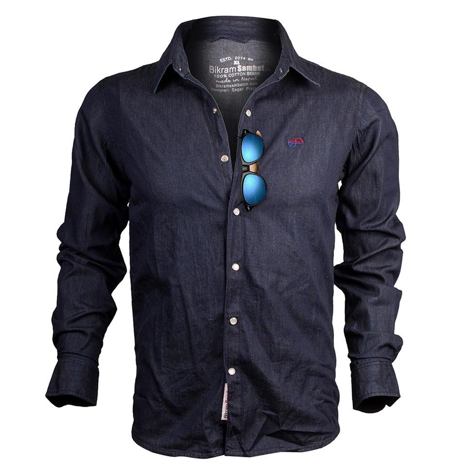 Denim No Pocket Shirt For Men - Image 6